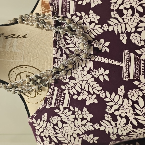 Talbots Chic Long Sleeve Floral Top - Plum and White - Picture 4 of 8